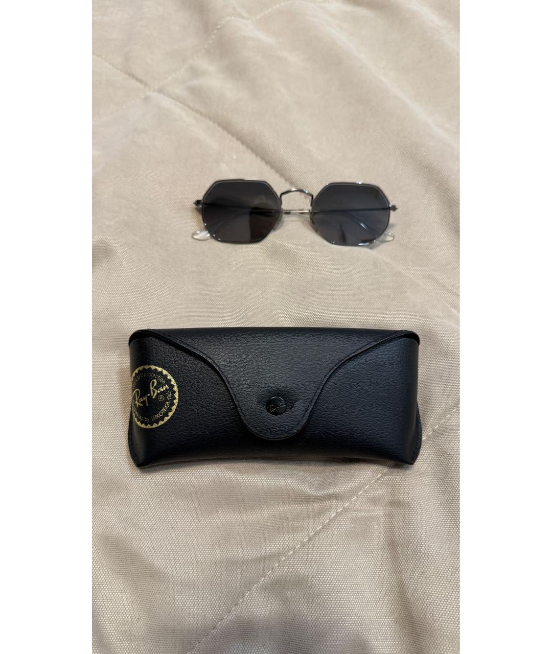 RAY BAN Антрацитовые металлические солнцезащитные очки, фото 4