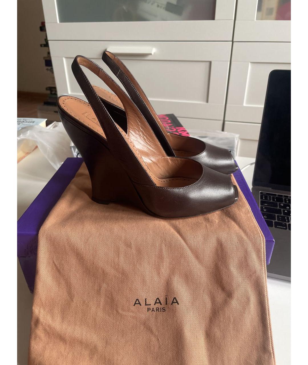 ALAIA Коричневые кожаные босоножки, фото 9