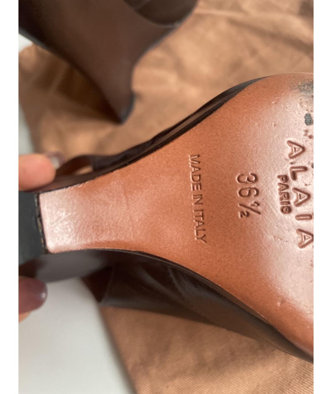ALAIA Коричневые кожаные босоножки, фото 6