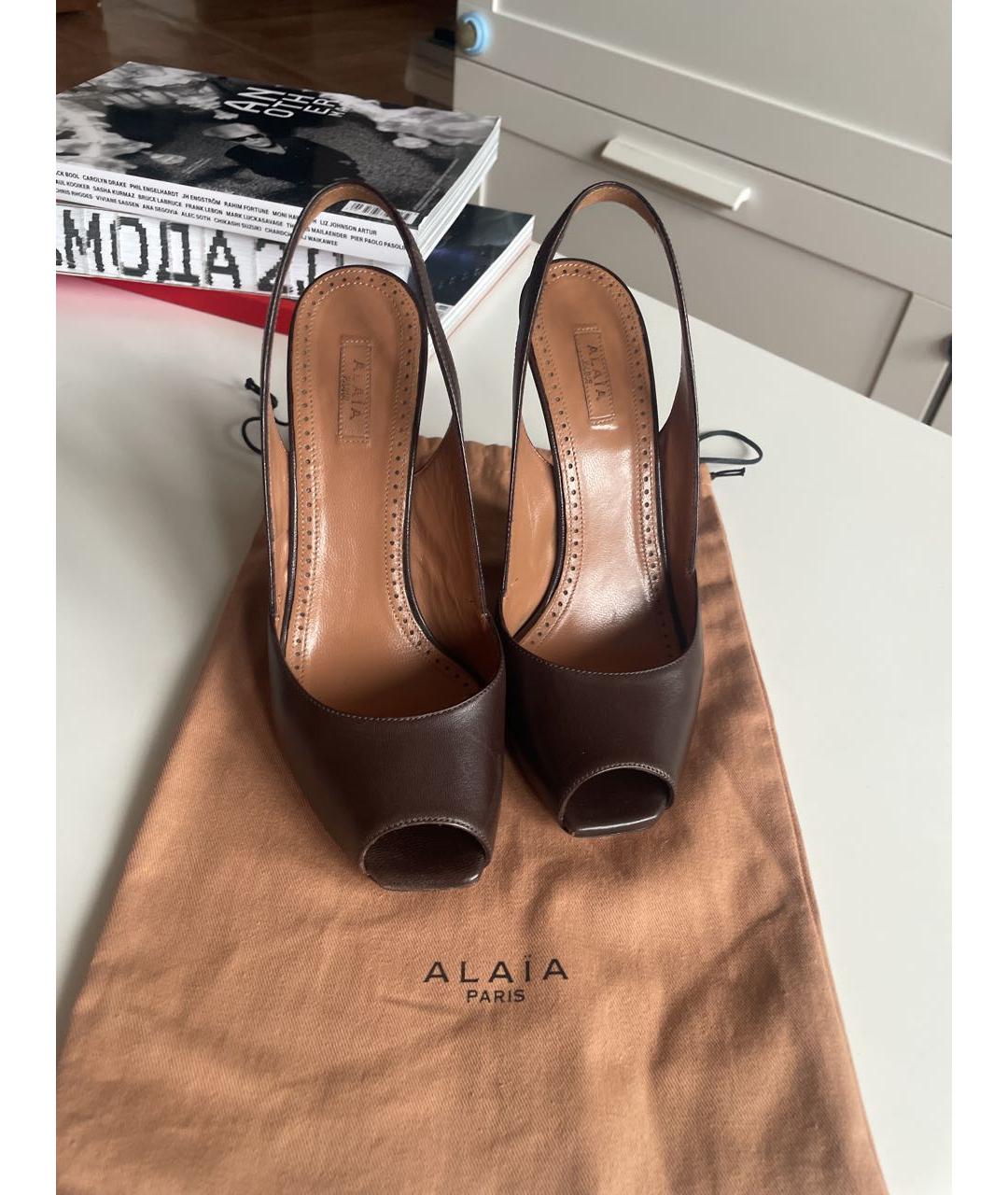 ALAIA Коричневые кожаные босоножки, фото 2