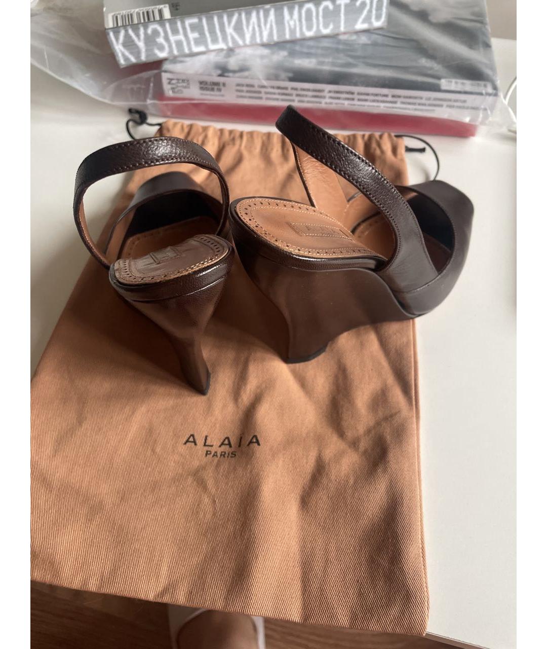 ALAIA Коричневые кожаные босоножки, фото 7