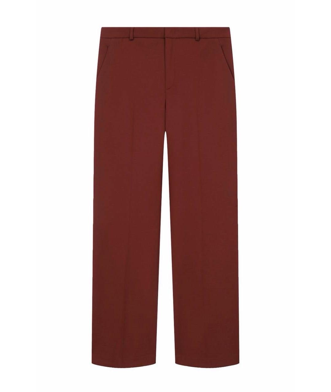 LORO PIANA Бордовые шерстяные прямые брюки, фото 1