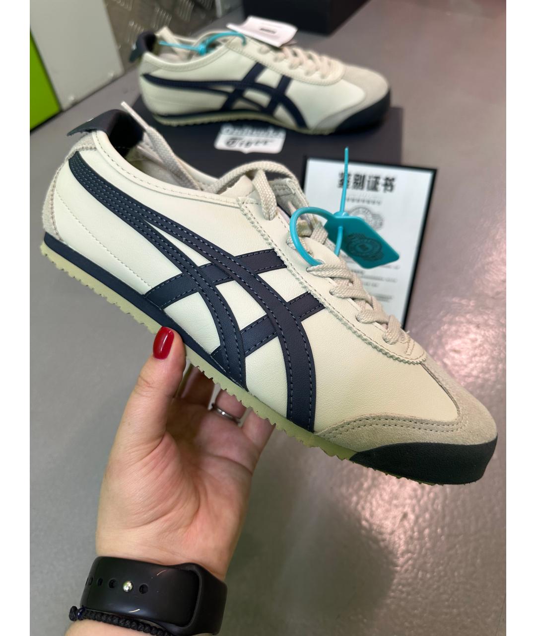 ONITSUKA TIGER Белые низкие кроссовки / кеды из искусственной кожи, фото 4