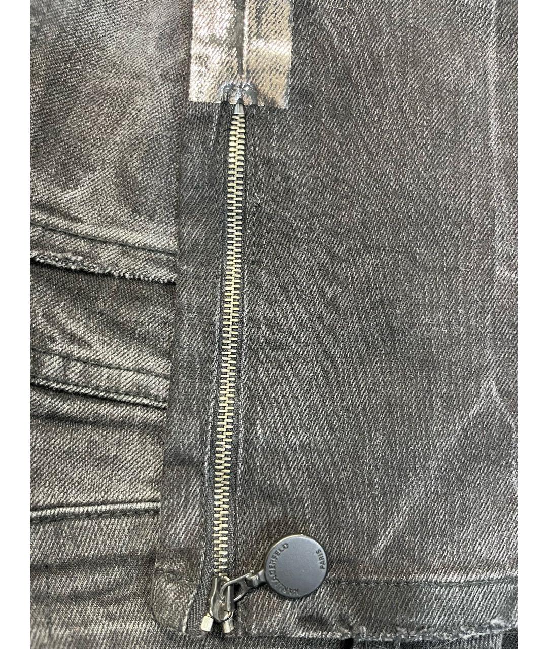 KARL LAGERFELD Антрацитовые хлопко-эластановые джинсы слим, фото 6