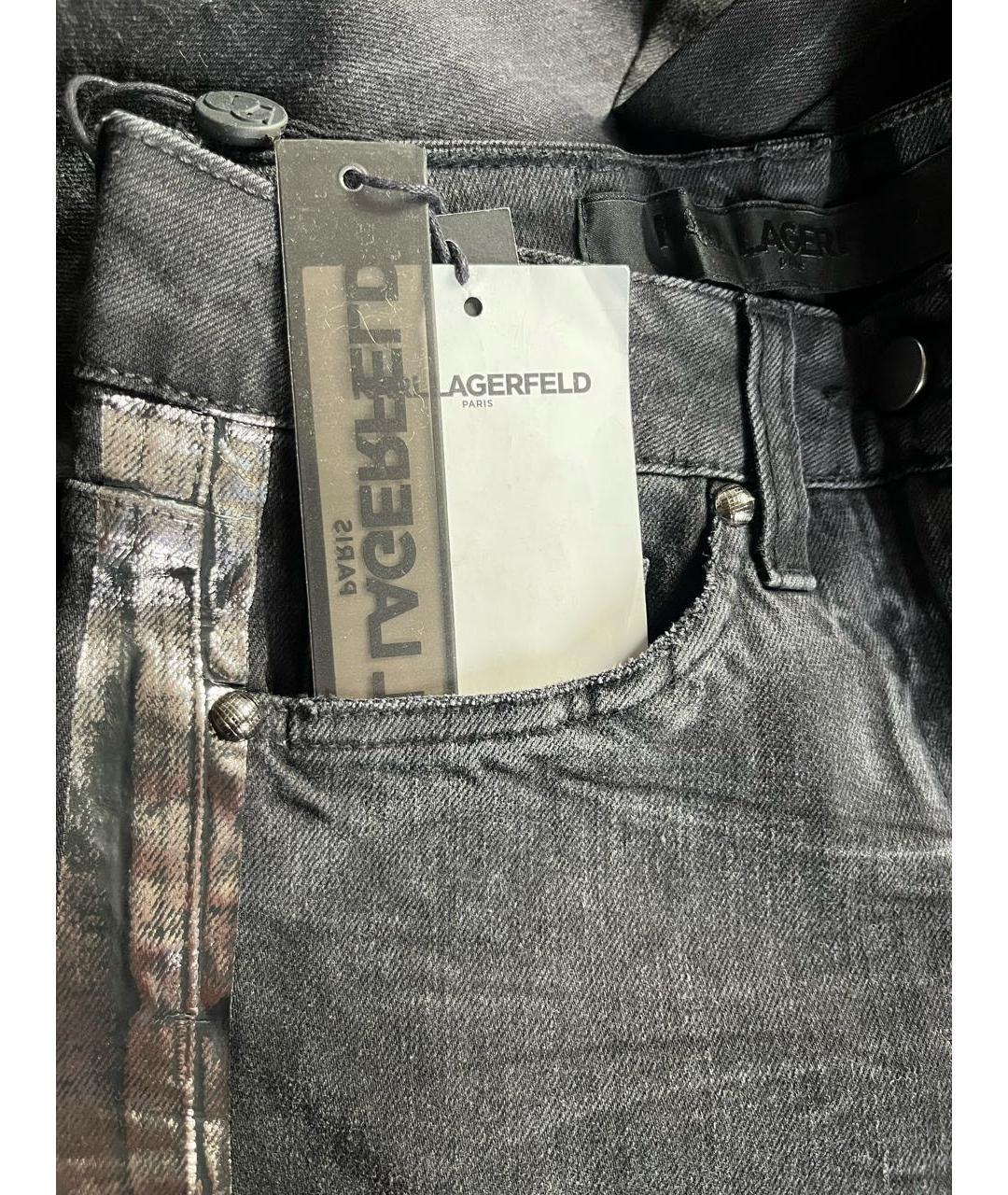 KARL LAGERFELD Антрацитовые хлопко-эластановые джинсы слим, фото 4