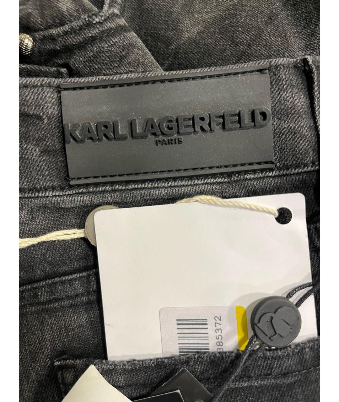 KARL LAGERFELD Антрацитовые хлопко-эластановые джинсы слим, фото 7