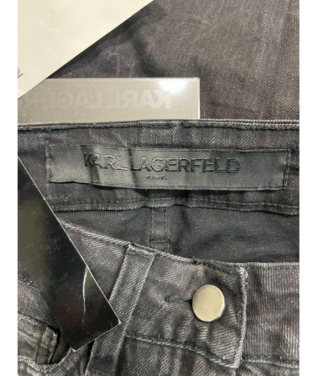 KARL LAGERFELD Антрацитовые хлопко-эластановые джинсы слим, фото 3