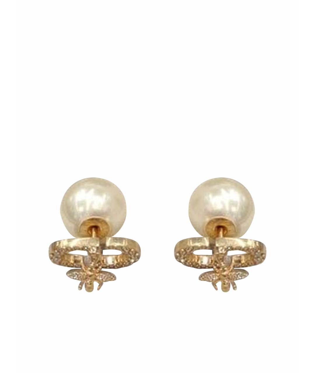 CHRISTIAN DIOR Белые металлические серьги, фото 1