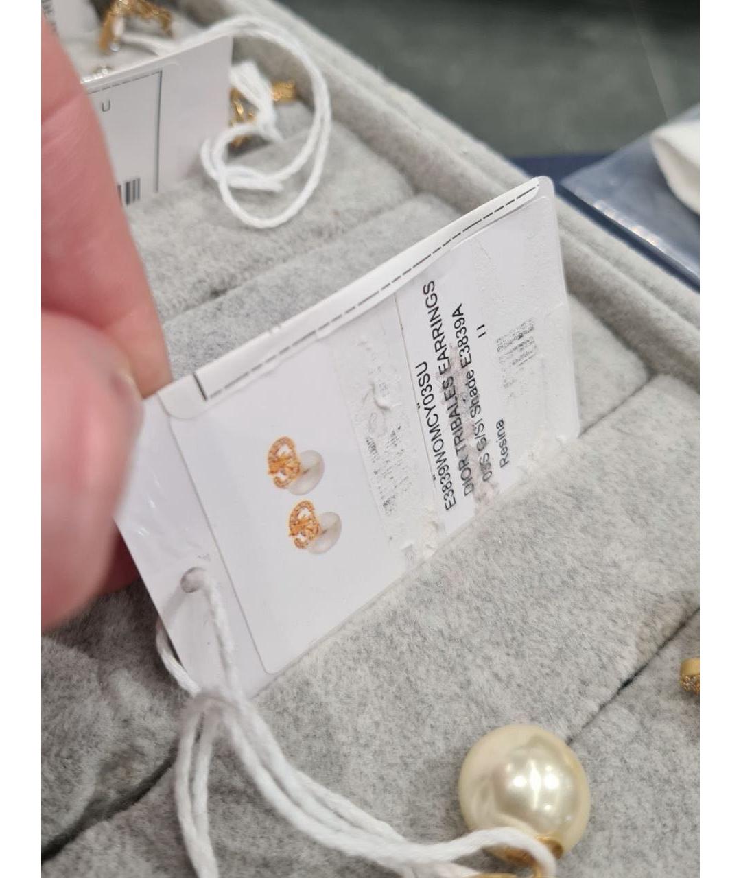 CHRISTIAN DIOR Белые металлические серьги, фото 2