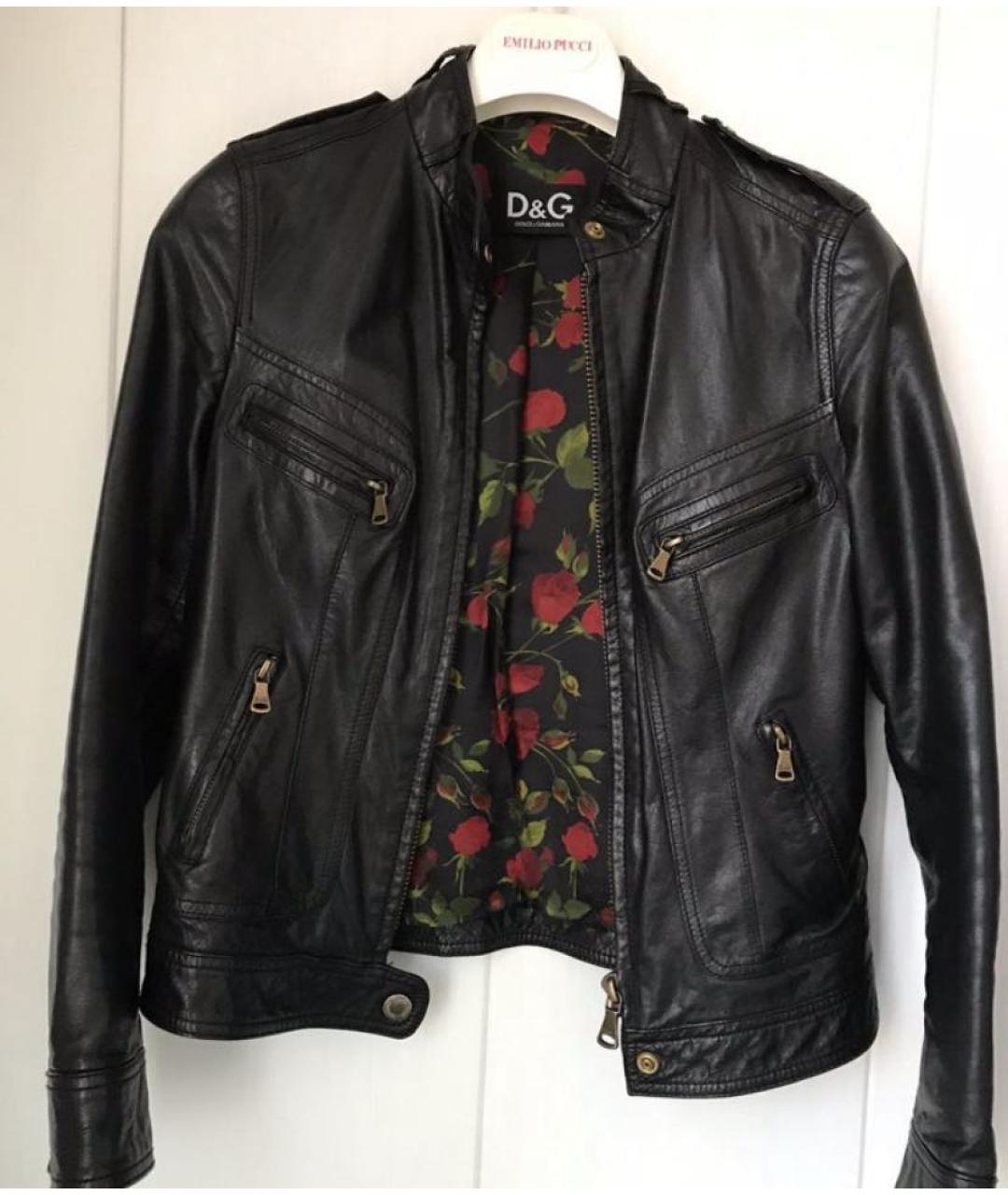 DOLCE&GABBANA Черная кожаная куртка, фото 2