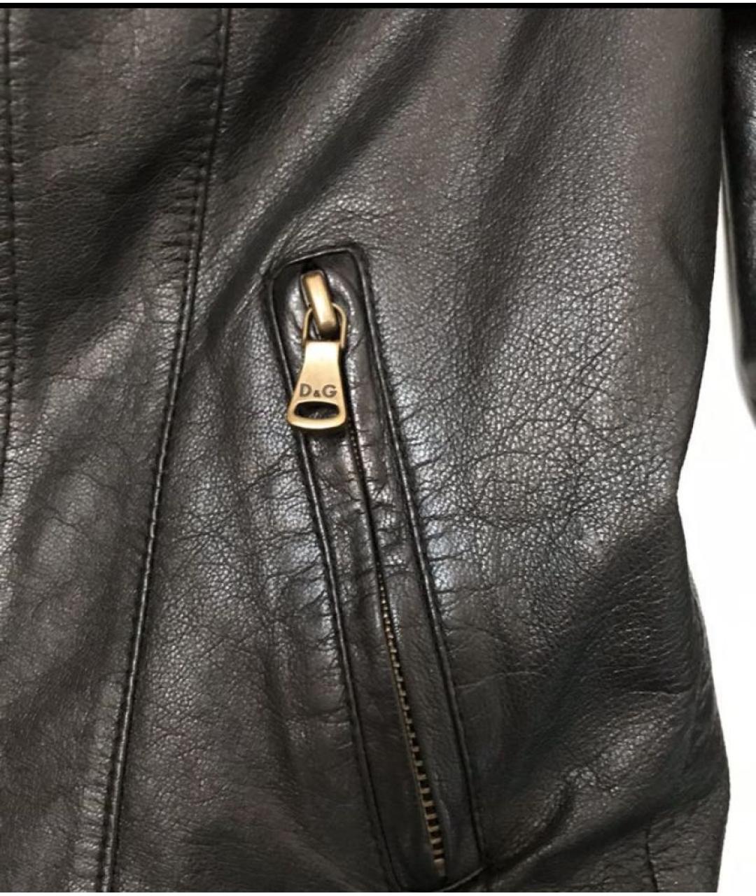 DOLCE&GABBANA Черная кожаная куртка, фото 5