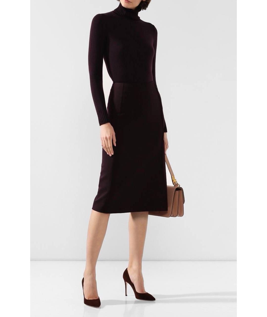 LORO PIANA Фиолетовая шерстяная юбка миди, фото 3