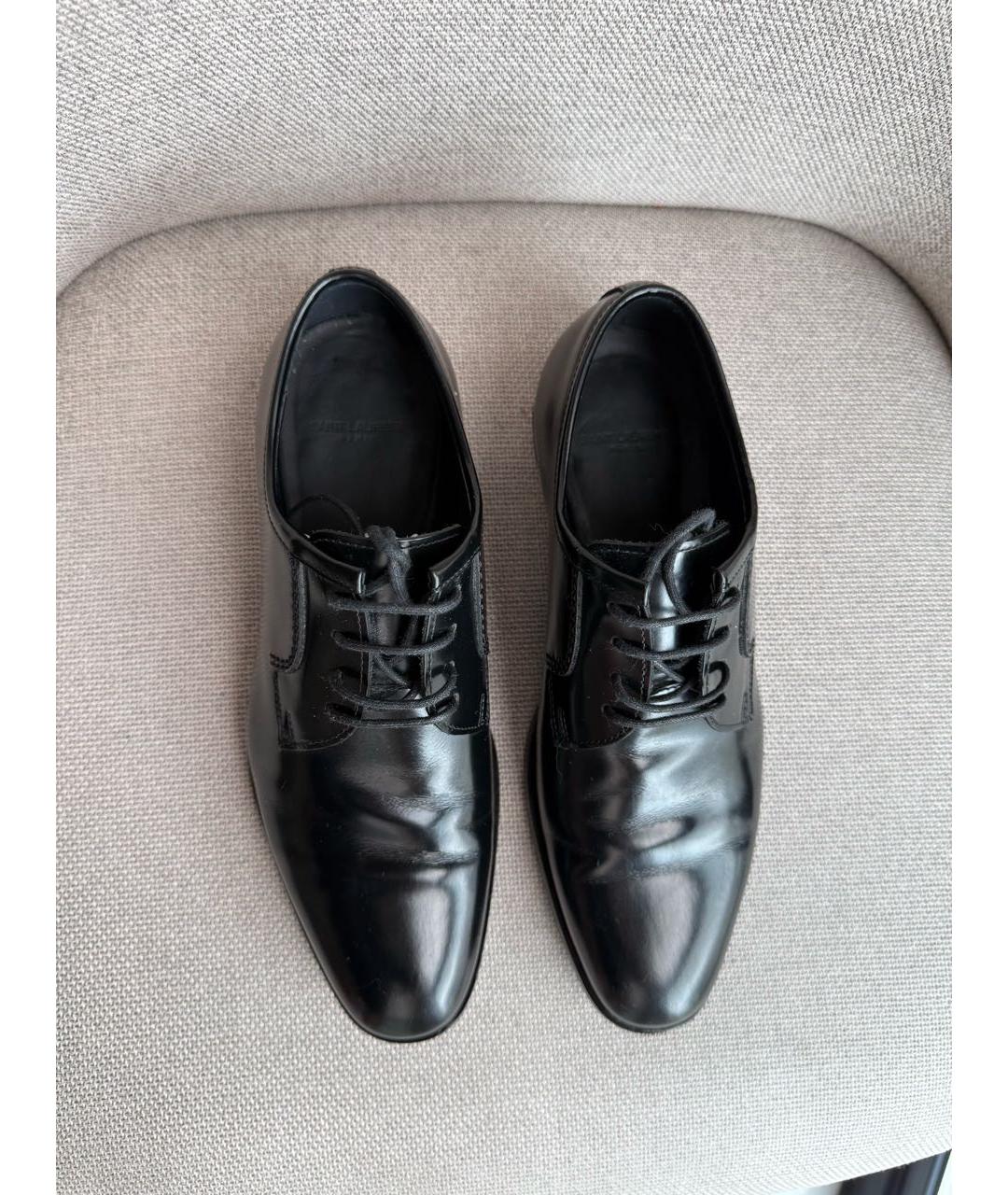 SAINT LAURENT Черные кожаные брогги и оксфорды, фото 3