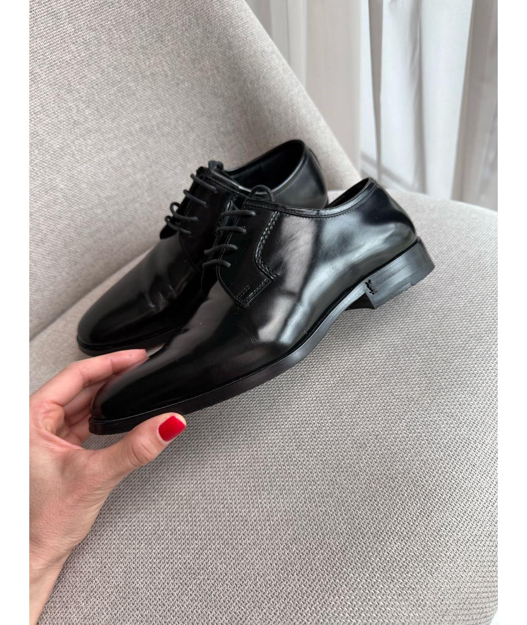 SAINT LAURENT Черные кожаные брогги и оксфорды, фото 8