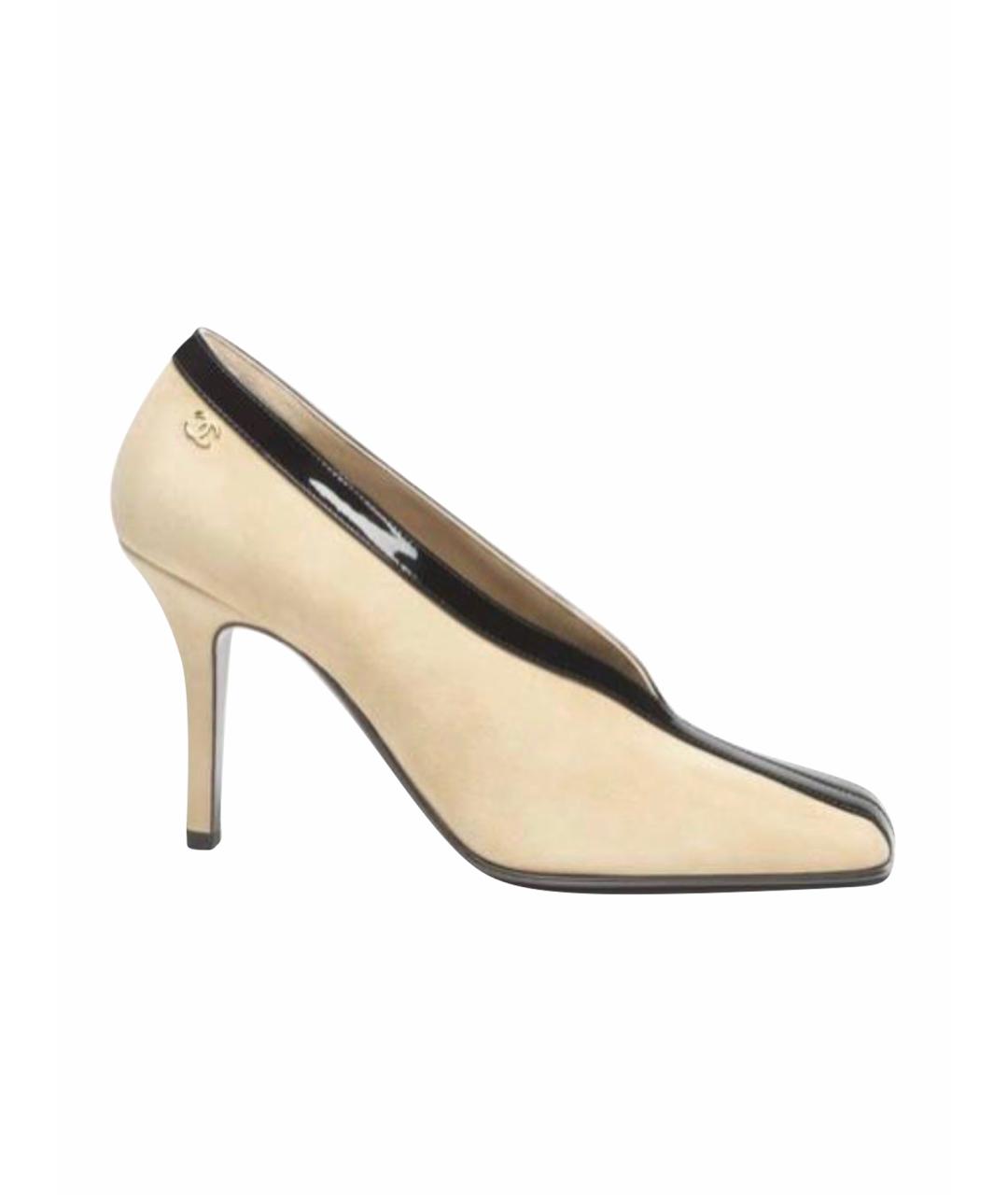 CHANEL Бежевые кожаные туфли, фото 1