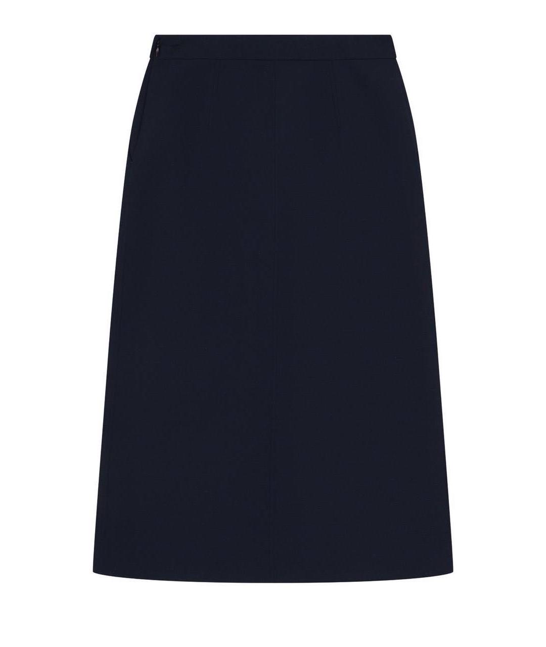 LORO PIANA Темно-синяя шерстяная юбка миди, фото 2