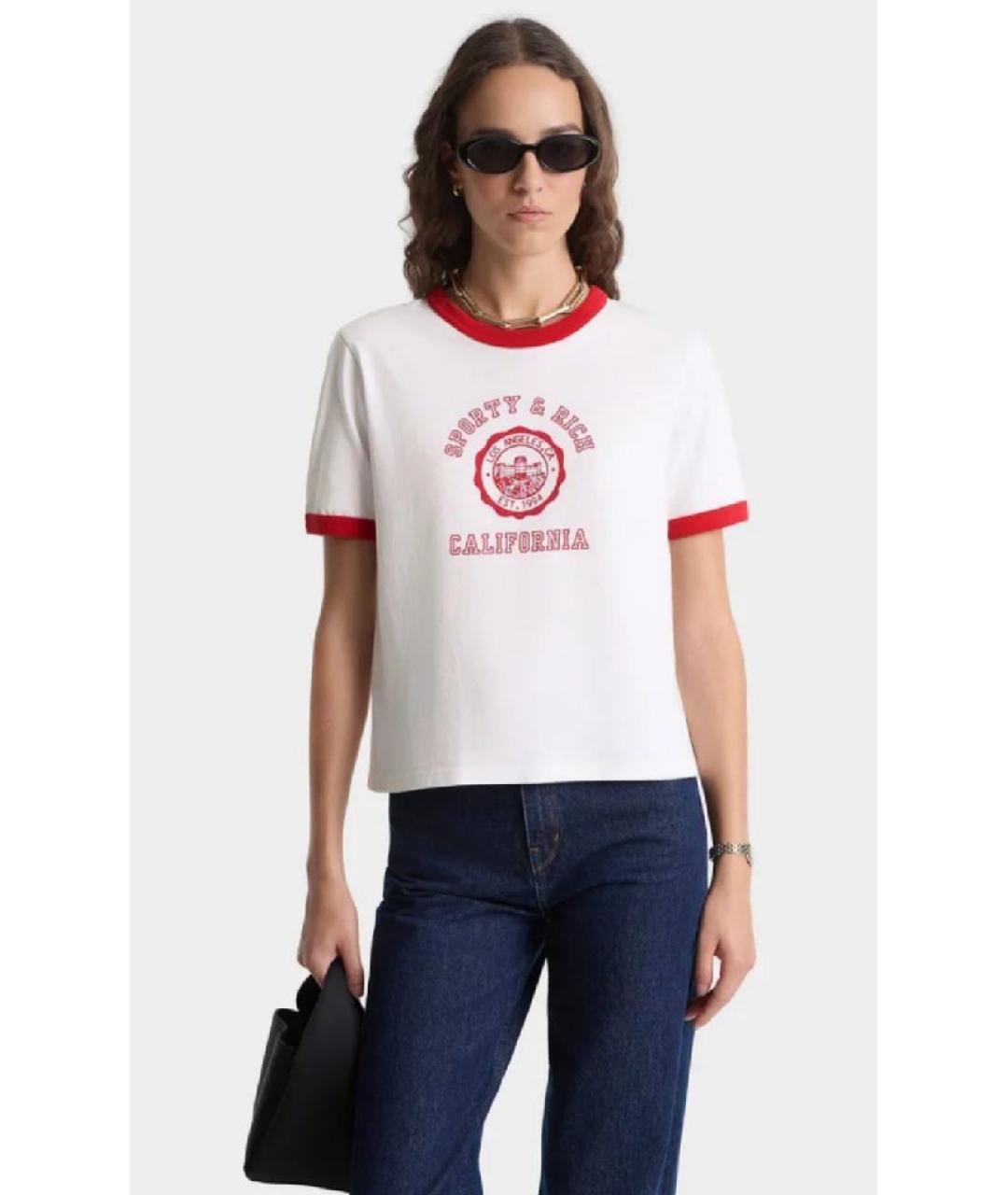 SPORTY AND RICH Белая хлопковая футболка, фото 5