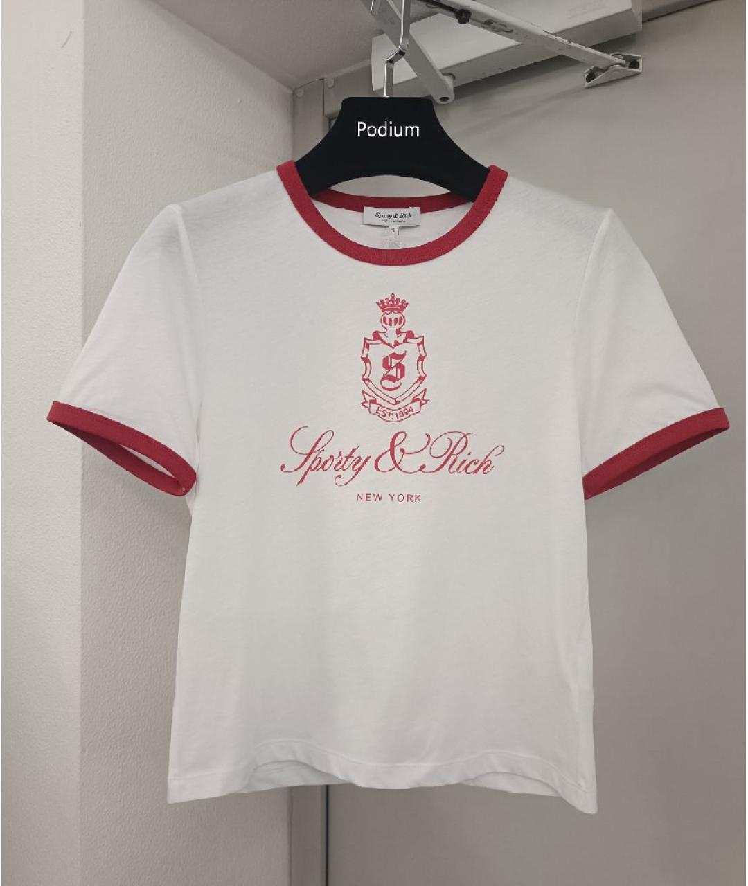 SPORTY AND RICH Белая хлопковая футболка, фото 8