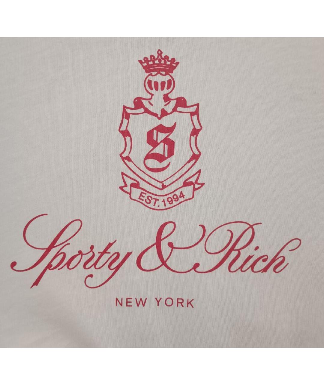 SPORTY AND RICH Белая хлопковая футболка, фото 4