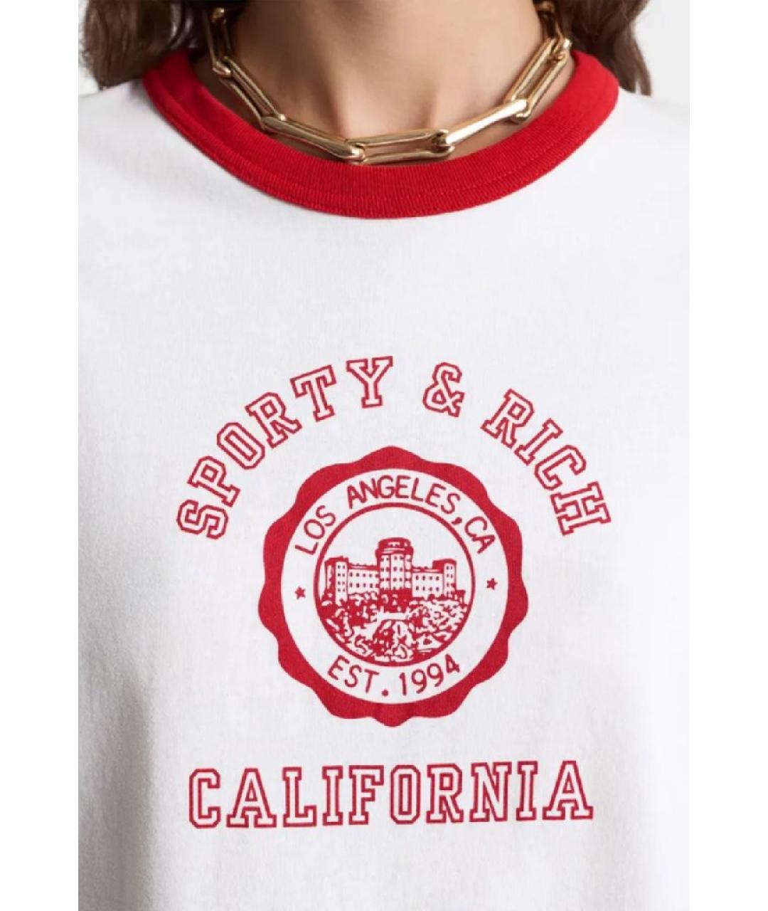 SPORTY AND RICH Белая хлопковая футболка, фото 7