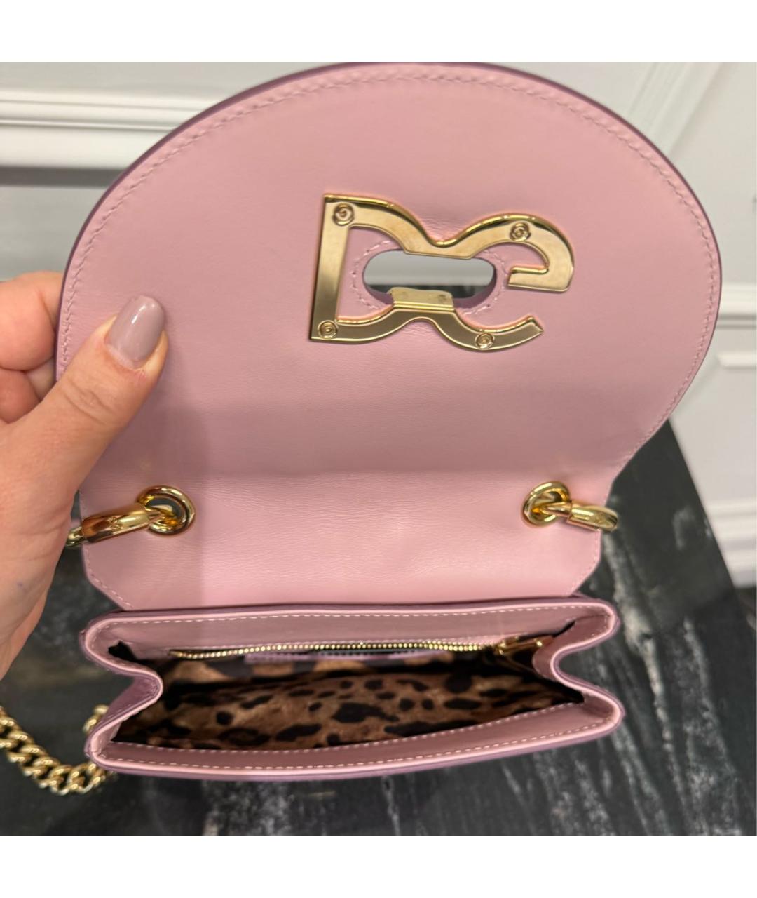 DOLCE&GABBANA Розовая кожаная сумка через плечо, фото 4