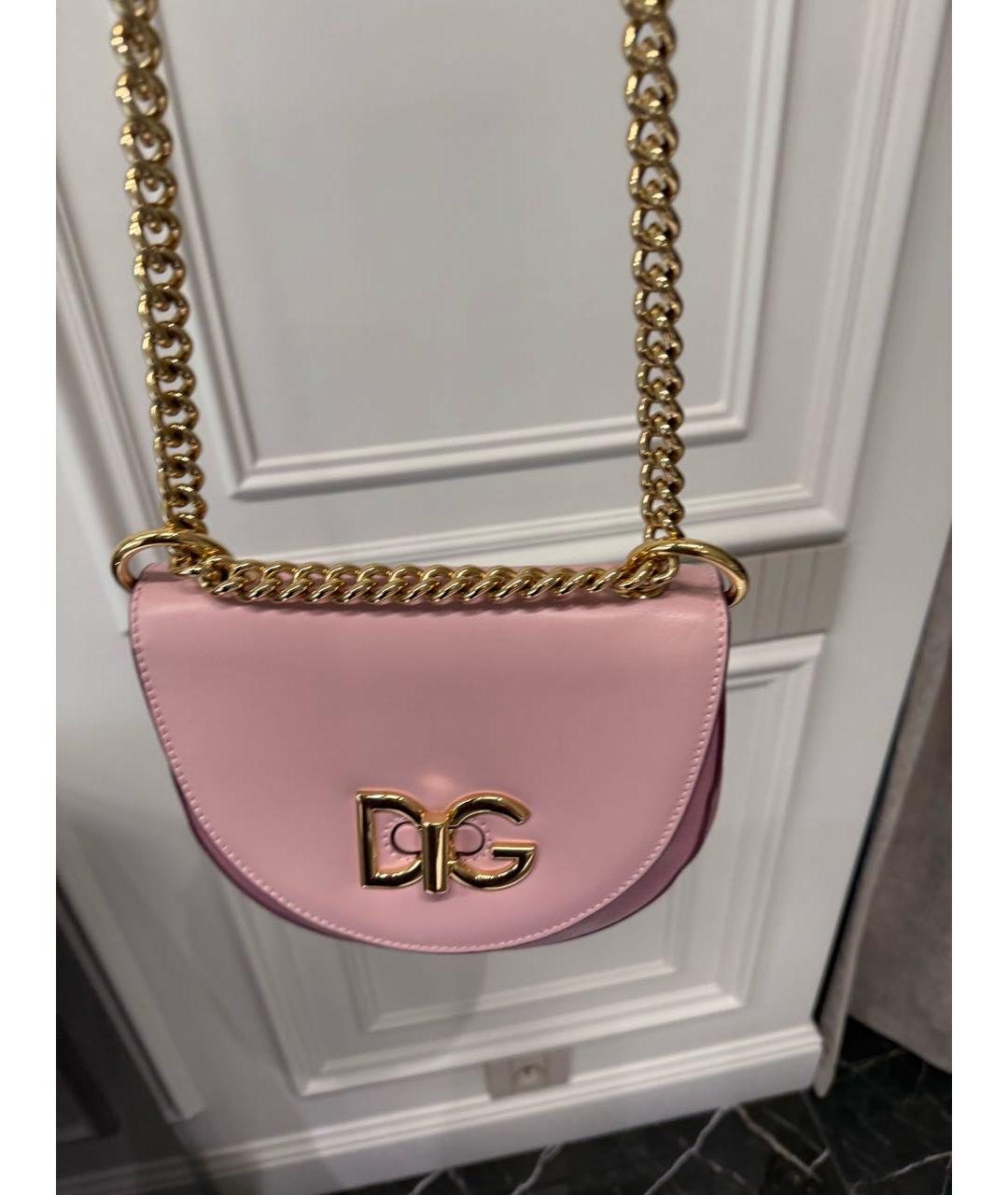 DOLCE&GABBANA Розовая кожаная сумка через плечо, фото 5