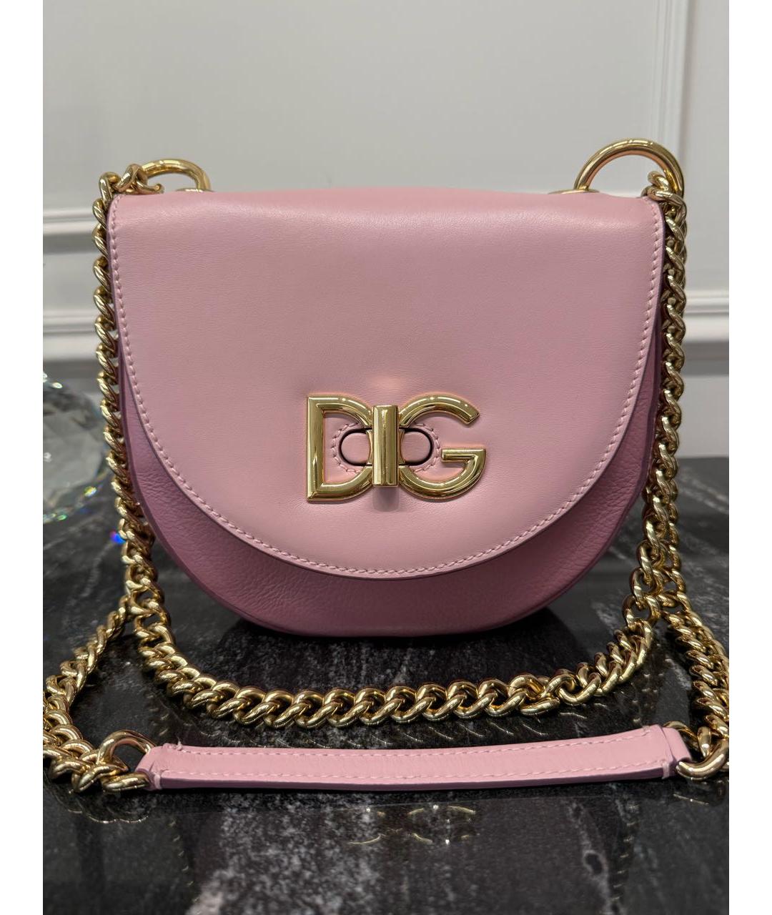 DOLCE&GABBANA Розовая кожаная сумка через плечо, фото 9