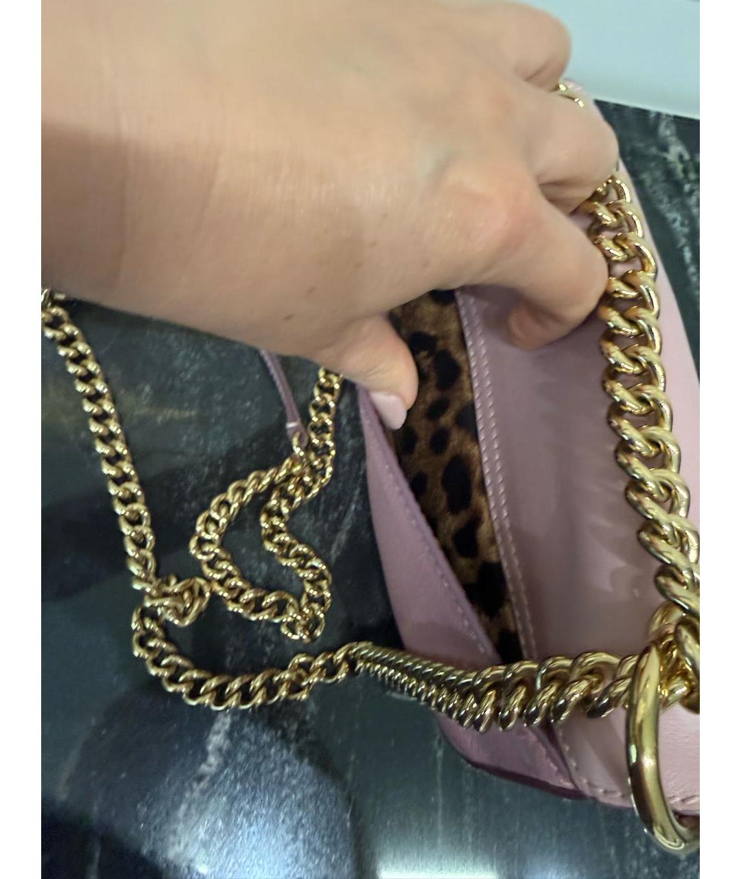 DOLCE&GABBANA Розовая кожаная сумка через плечо, фото 6