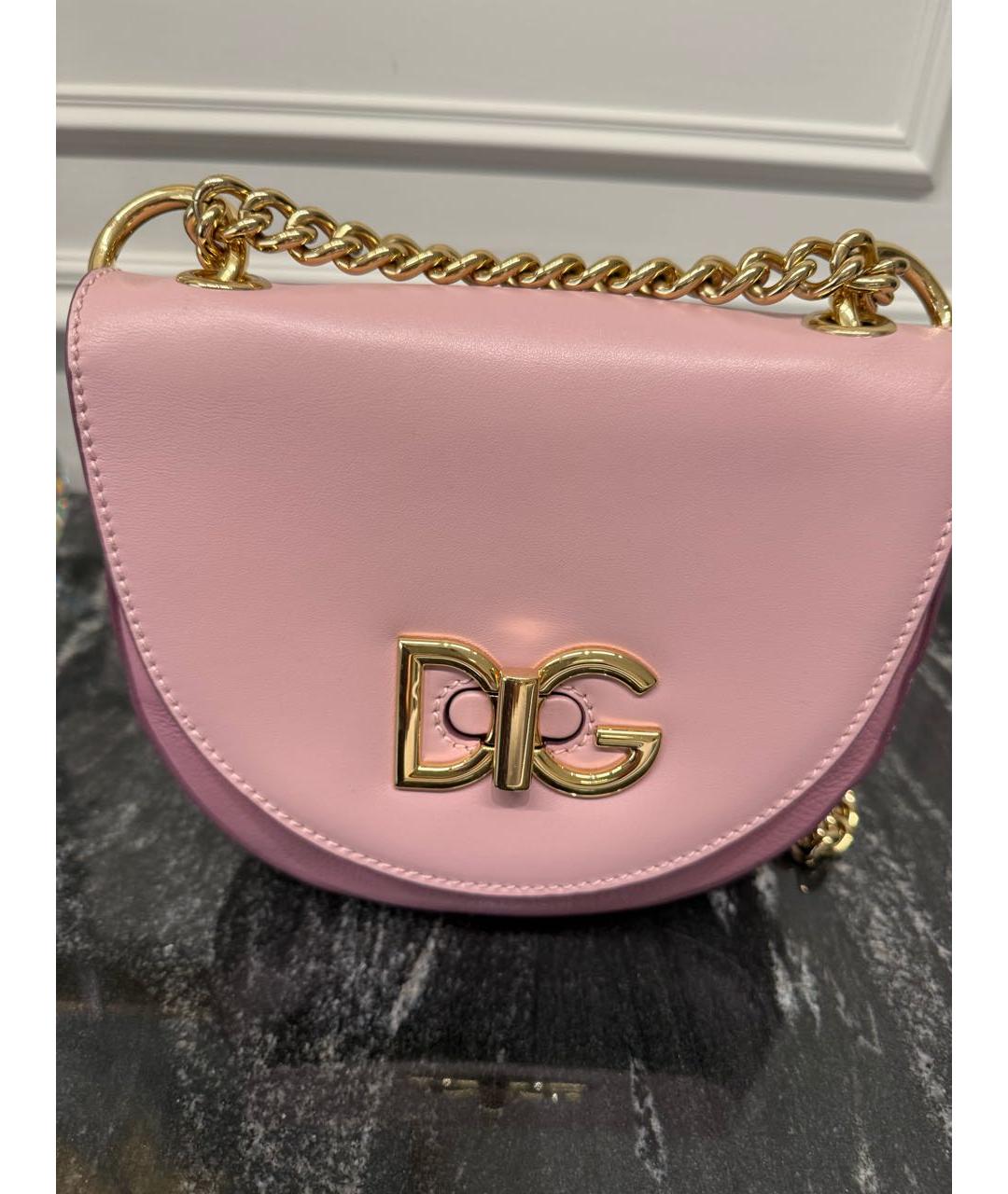 DOLCE&GABBANA Розовая кожаная сумка через плечо, фото 7