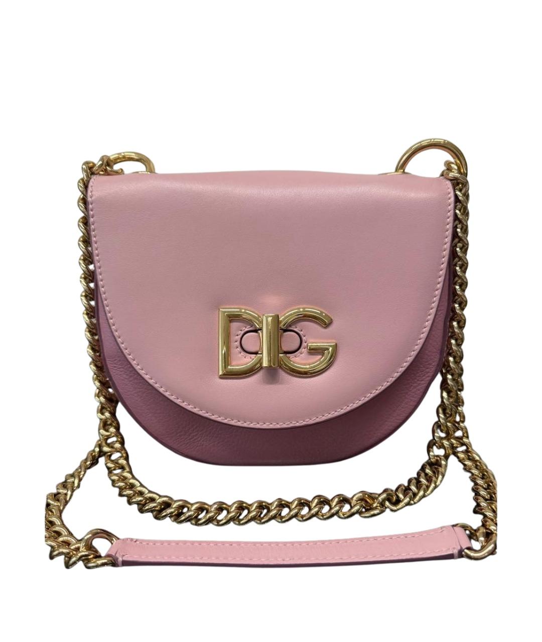 DOLCE&GABBANA Розовая кожаная сумка через плечо, фото 1
