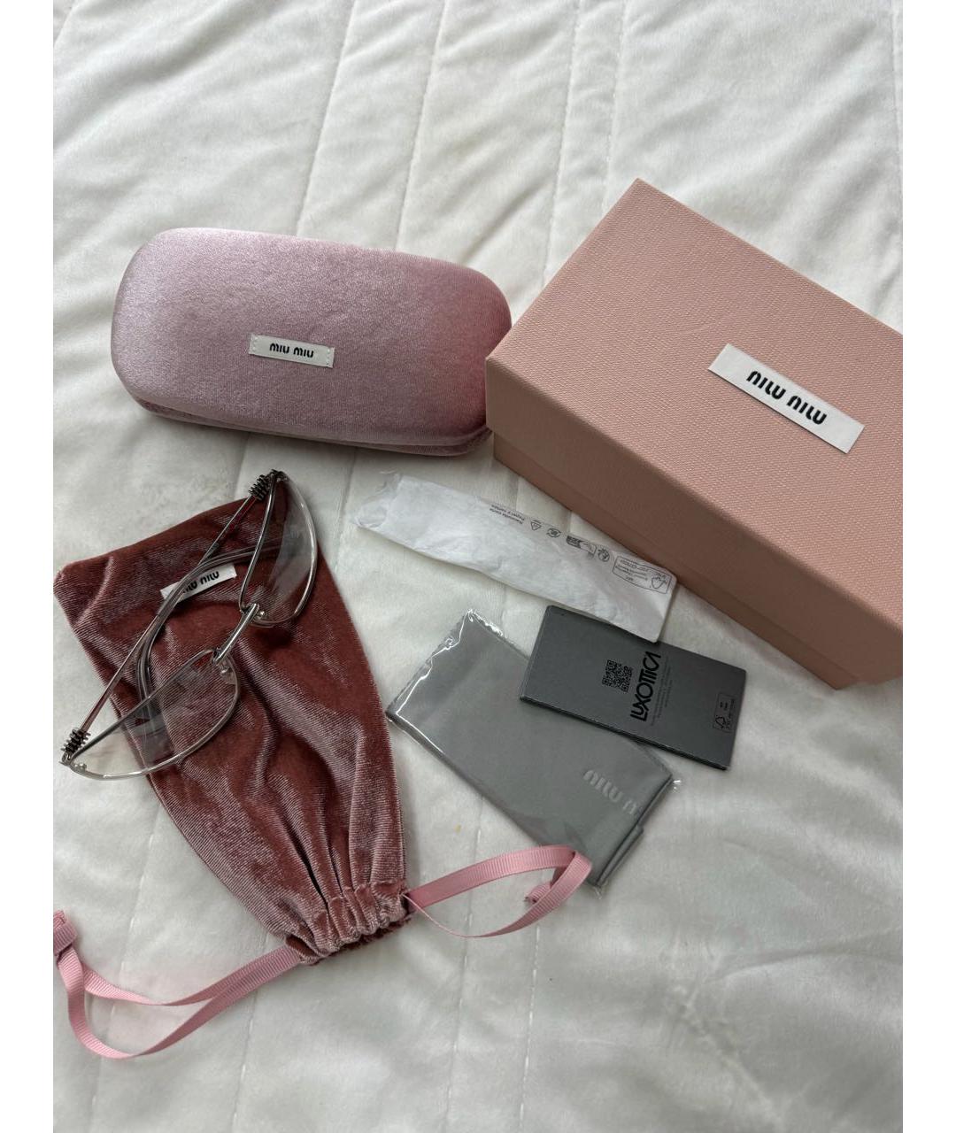 MIU MIU Серебряные металлические солнцезащитные очки, фото 2