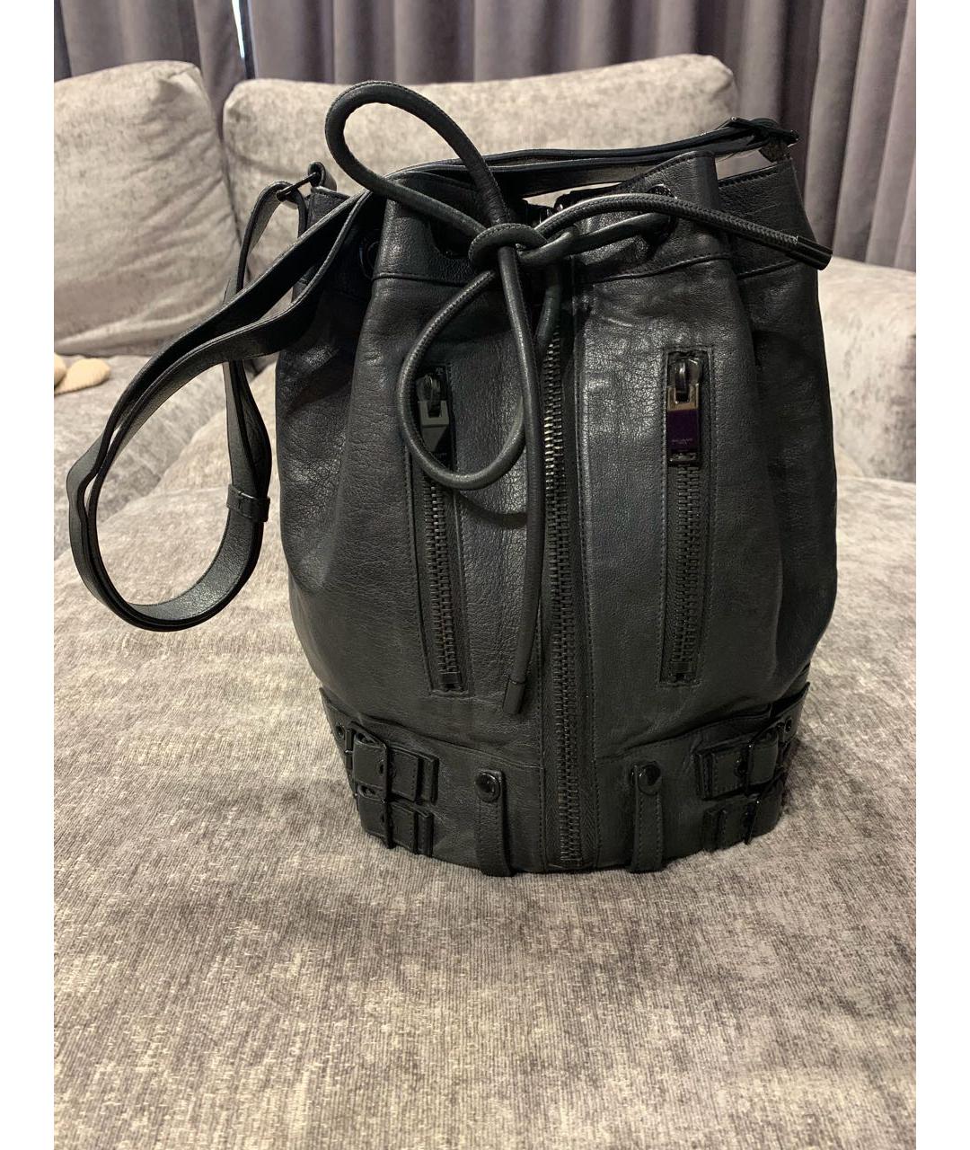 SAINT LAURENT Антрацитовая кожаная сумка через плечо, фото 6