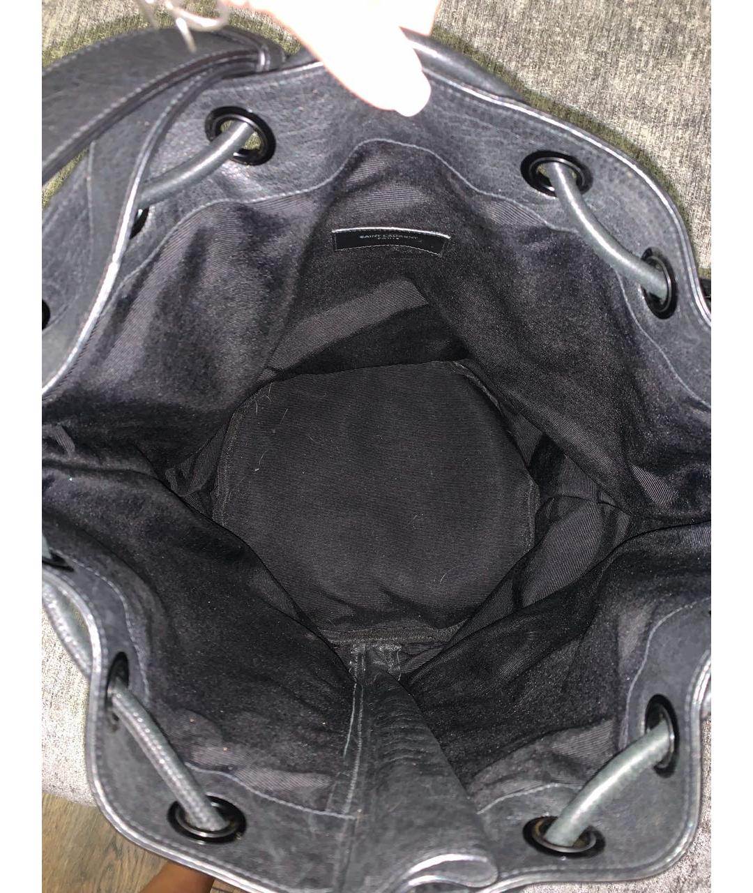 SAINT LAURENT Антрацитовая кожаная сумка через плечо, фото 4