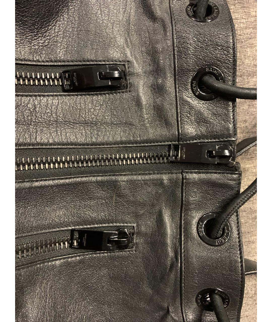 SAINT LAURENT Антрацитовая кожаная сумка через плечо, фото 5