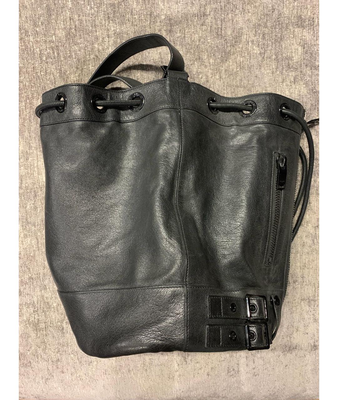 SAINT LAURENT Антрацитовая кожаная сумка через плечо, фото 2