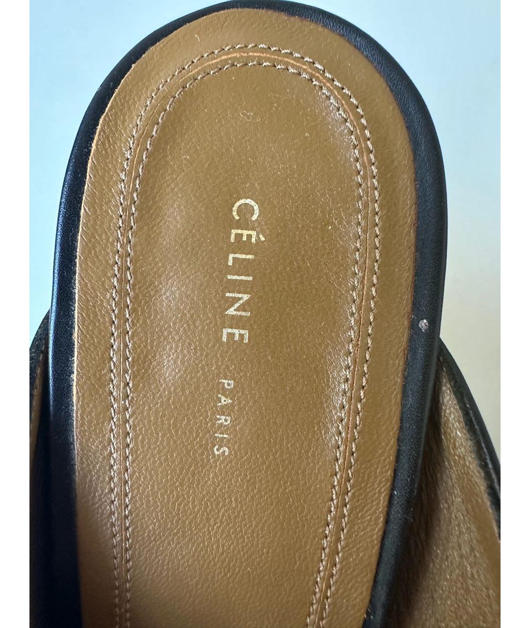 CELINE Черные кожаные мюли, фото 6