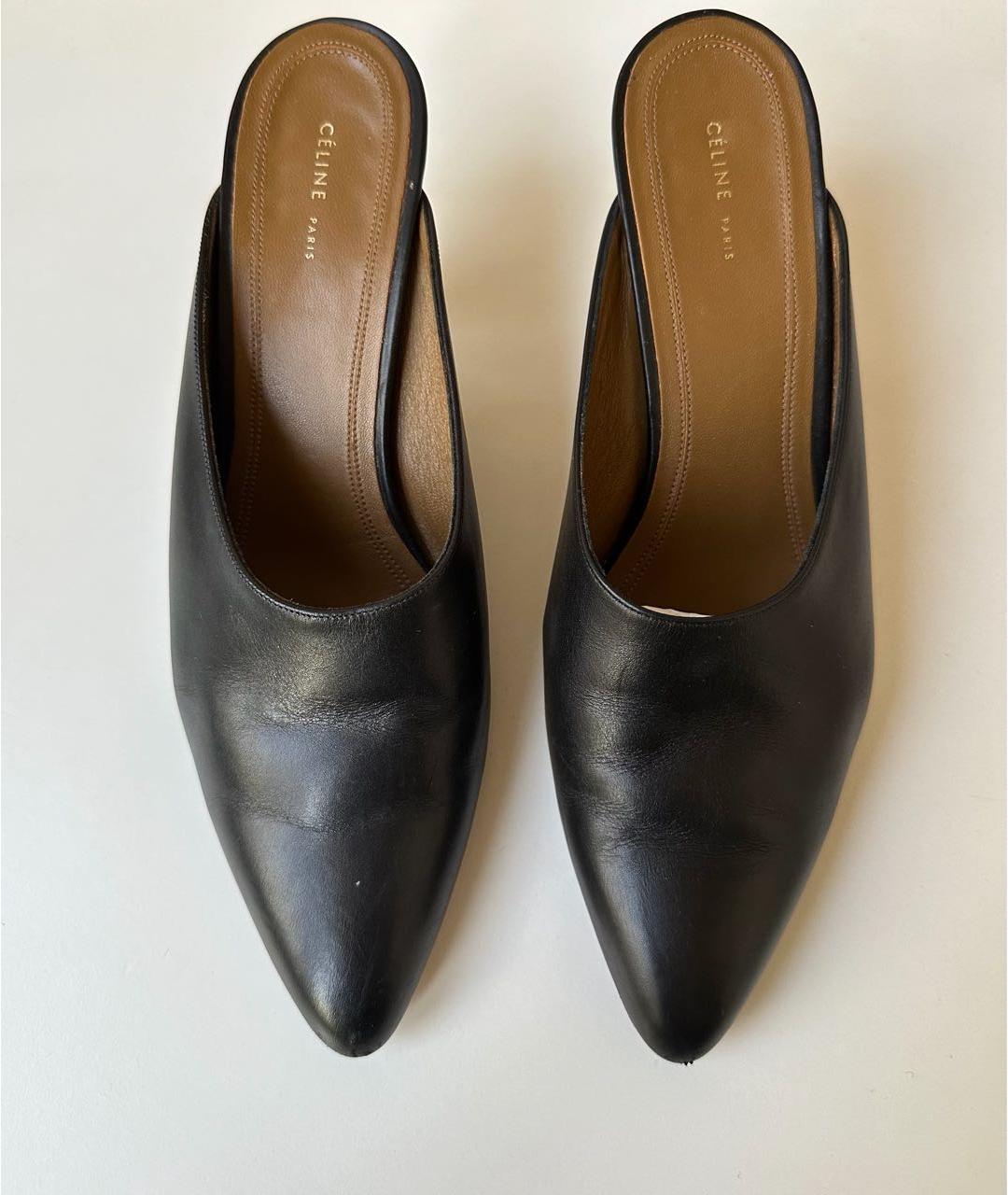 CELINE Черные кожаные мюли, фото 2