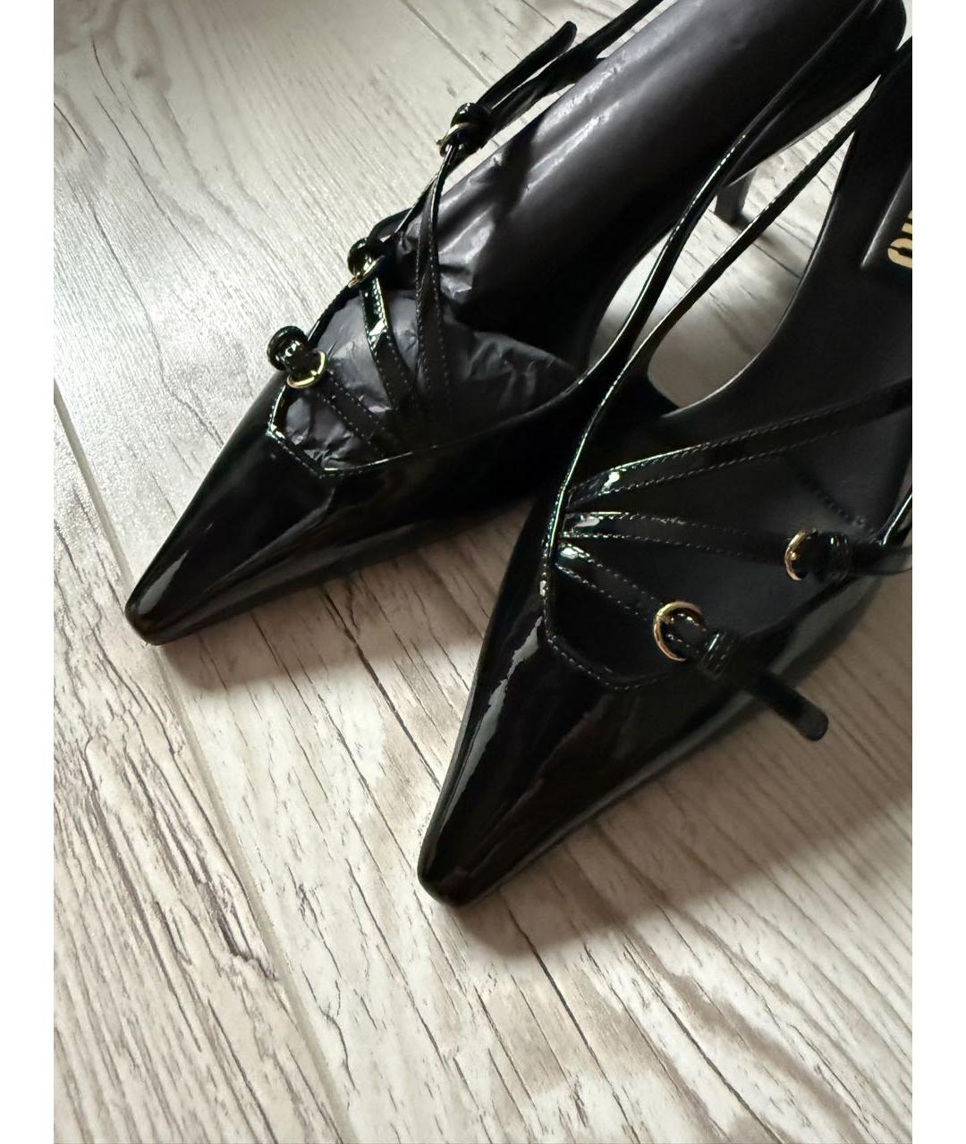 MIU MIU Черные мюли из лакированной кожи, фото 3