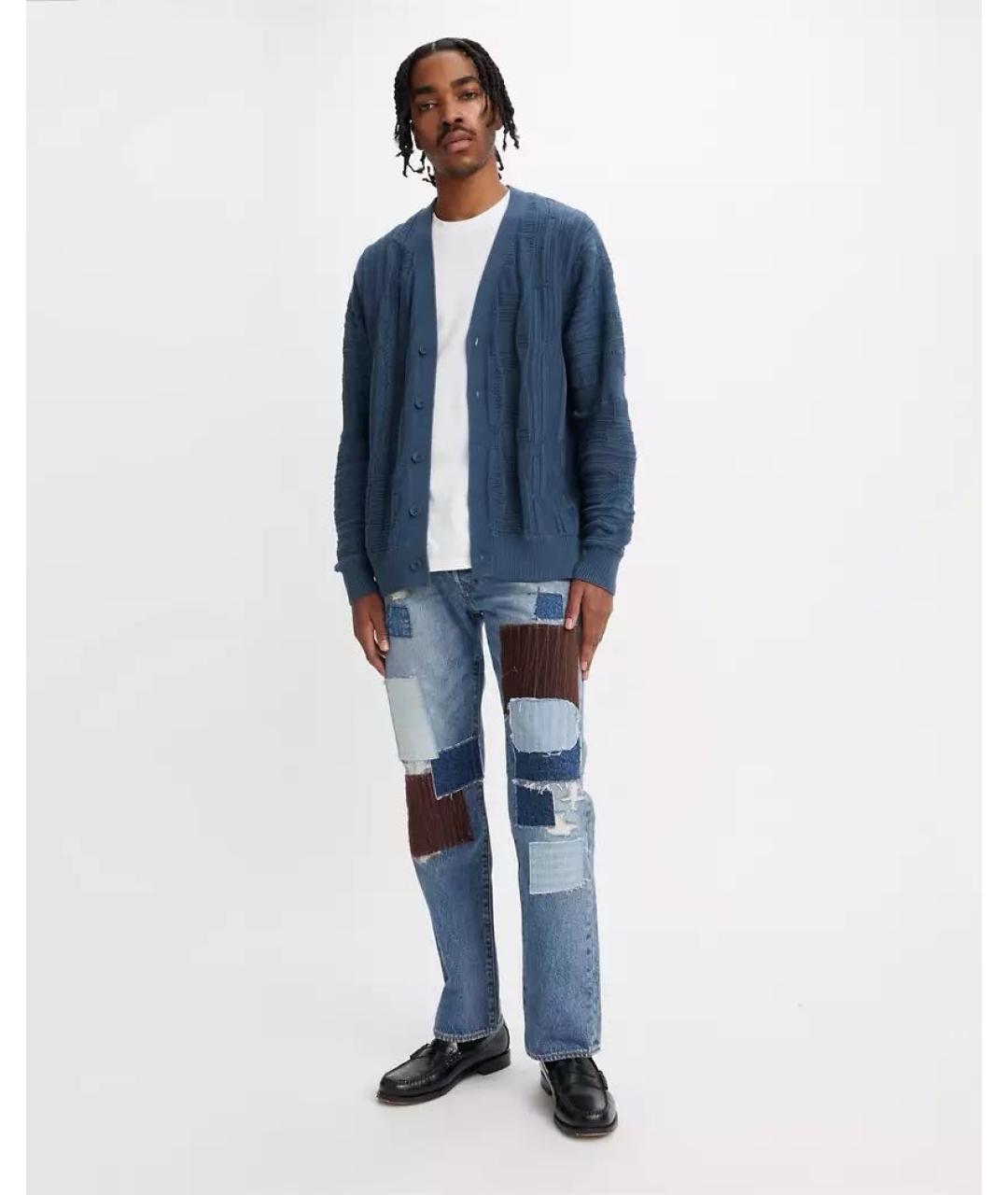 LEVI'S Голубые хлопко-полиэстеровые прямые джинсы, фото 7