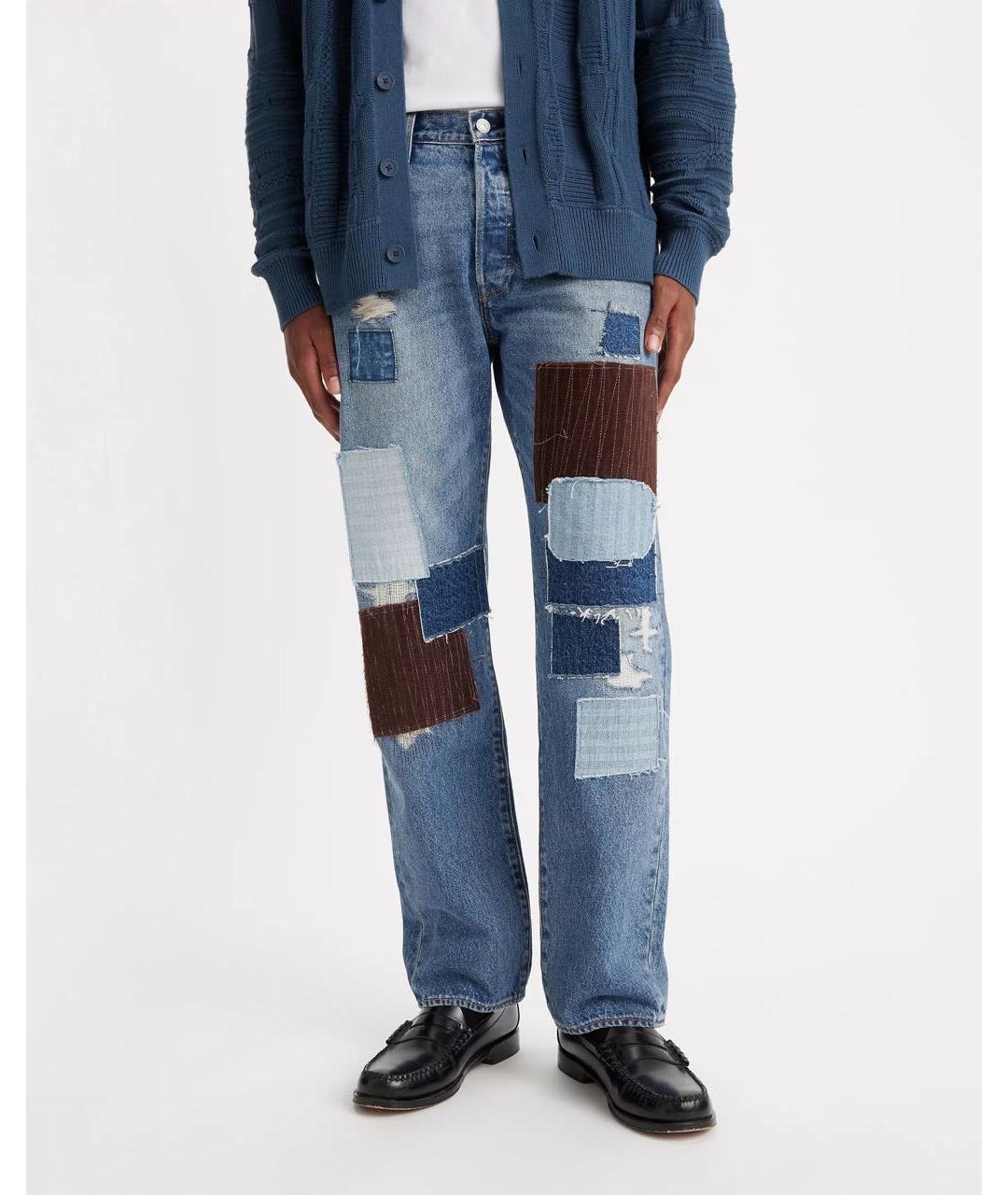 LEVI'S Голубые хлопко-полиэстеровые прямые джинсы, фото 5