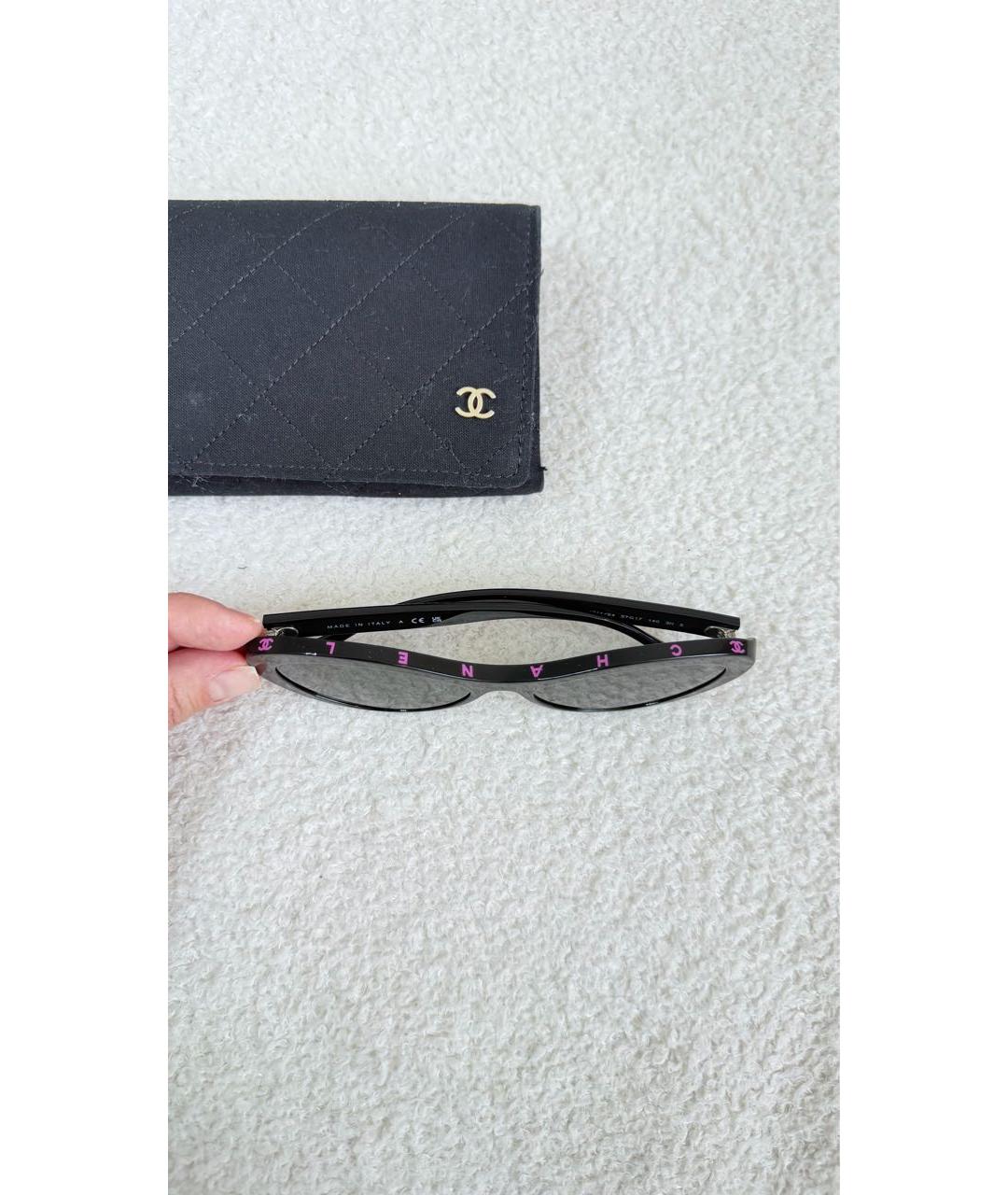 CHANEL Черные пластиковые солнцезащитные очки, фото 2