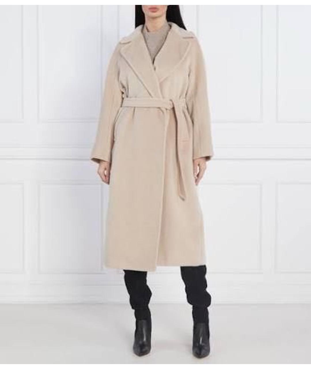 WEEKEND MAX MARA Бежевое шерстяное пальто, фото 2