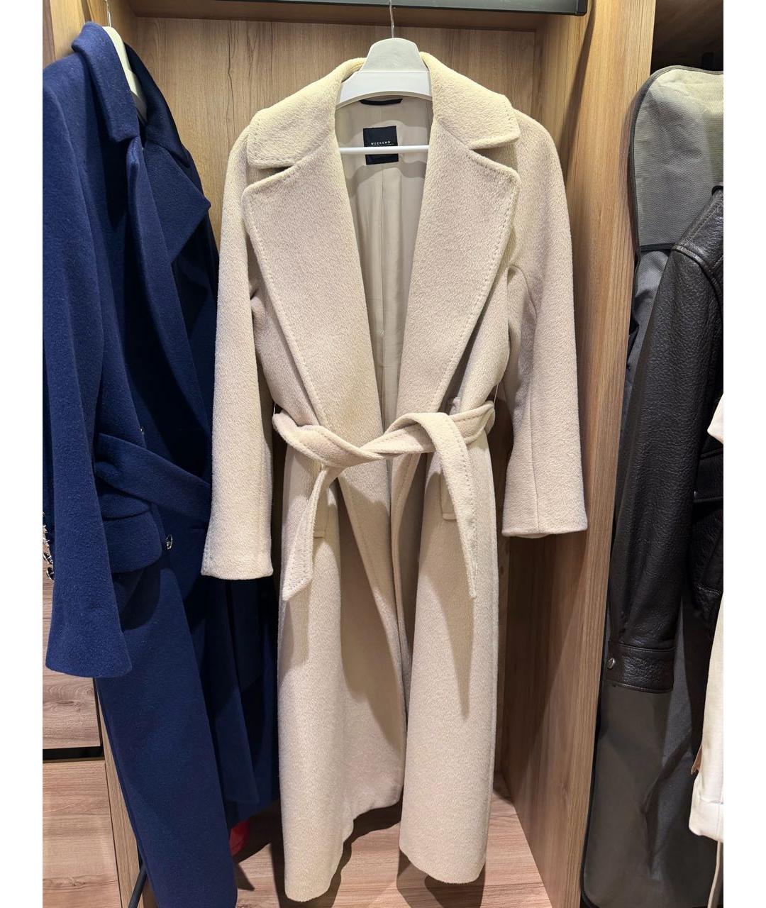 WEEKEND MAX MARA Бежевое шерстяное пальто, фото 5