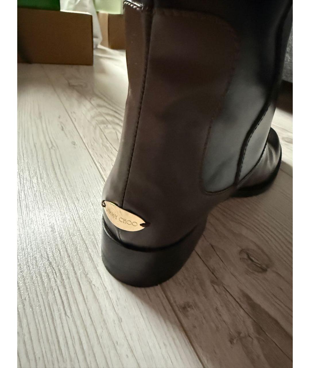 JIMMY CHOO Черные кожаные сапоги, фото 4