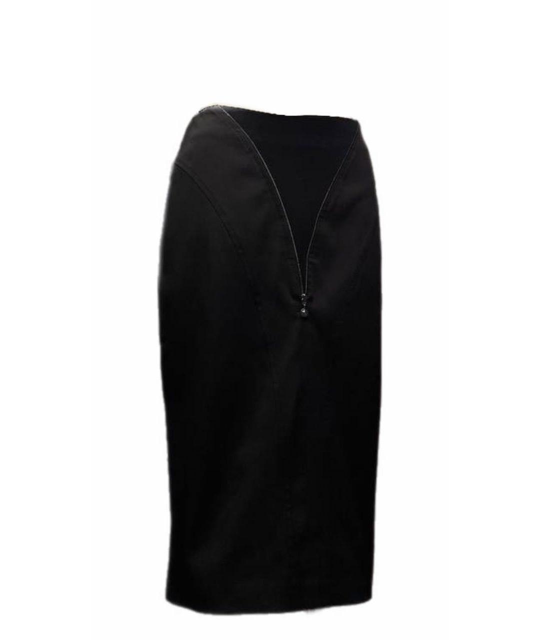 MUGLER VINTAGE Черная полиэстеровая юбка миди, фото 4