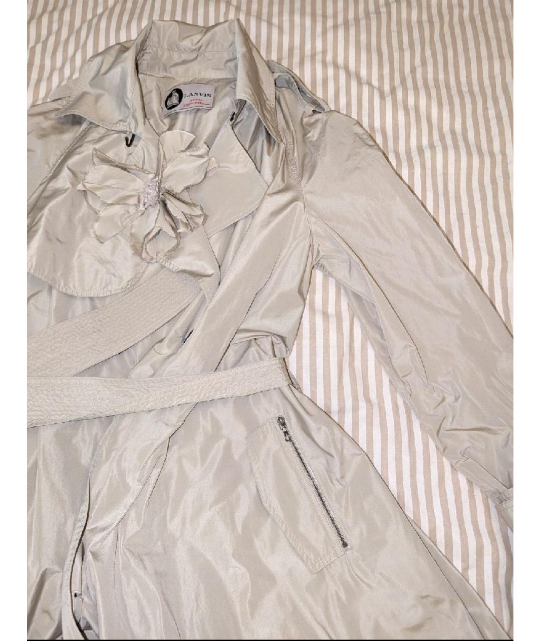 LANVIN Бежевый полиэстеровый тренч/плащ, фото 4