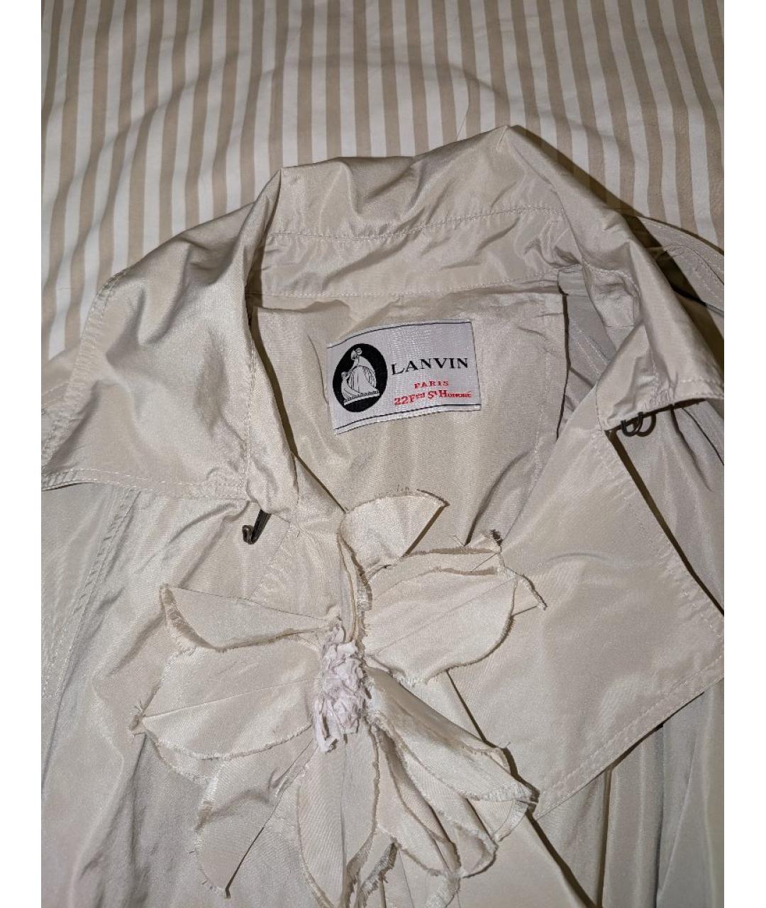 LANVIN Бежевый полиэстеровый тренч/плащ, фото 3