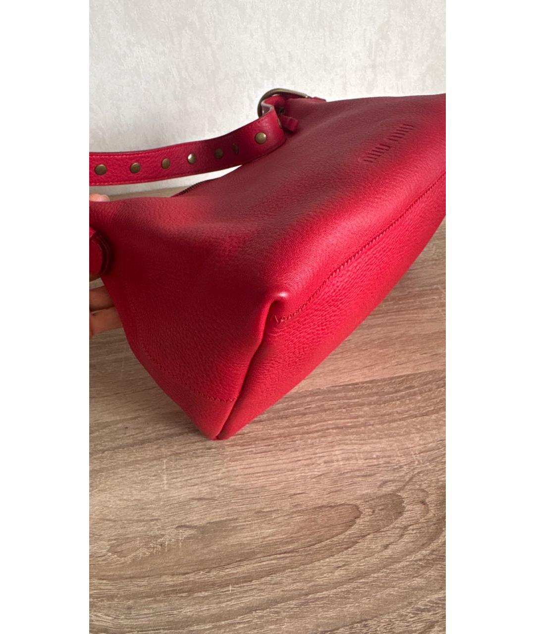 MIU MIU Красная кожаная сумка с короткими ручками, фото 3