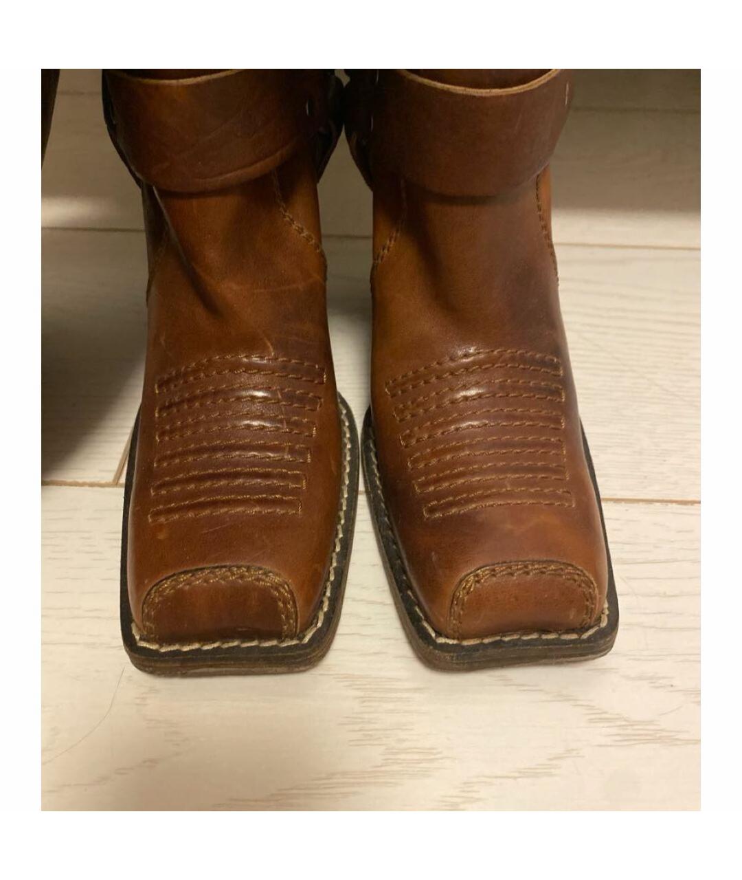 CHRISTIAN DIOR Коричневые кожаные сапоги, фото 3