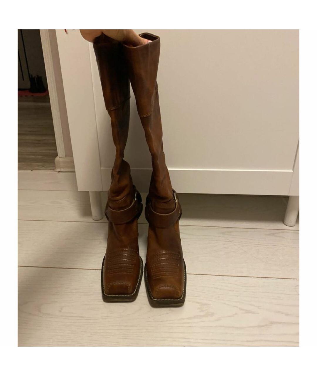 CHRISTIAN DIOR Коричневые кожаные сапоги, фото 2